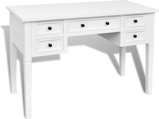 vidaXL Schrijftafel met 5 lades wit
