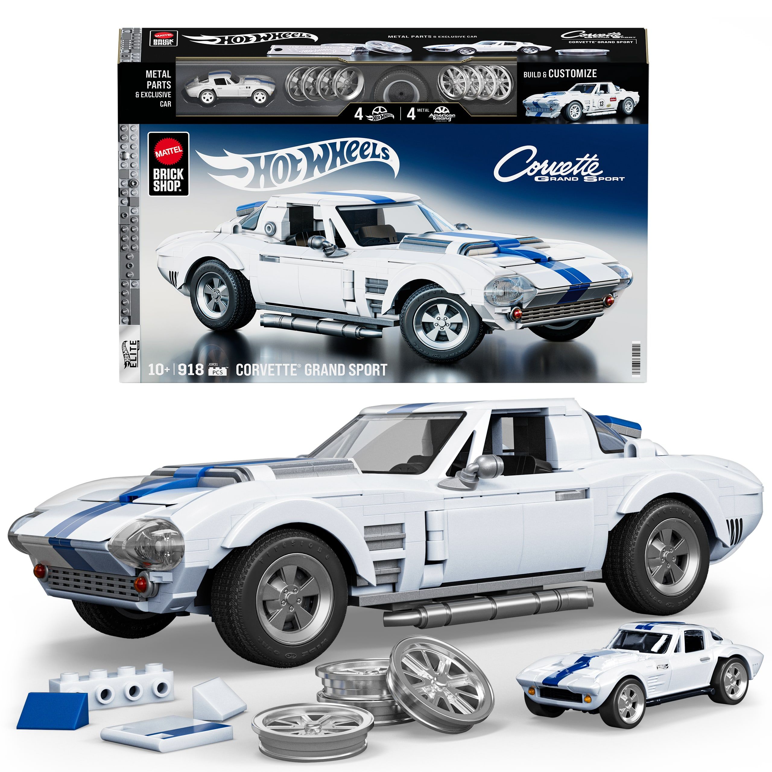 Mattel Brick Shop Hot Wheels Corvette Grand Sport Building Set - 918 Pieces