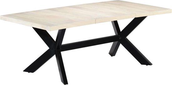 VidaXL Eettafel 200x100x75 cm massief mangohout wit