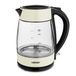 Zelmer ZCK8011I Glazen waterkoker met led, inhoud 1,7 liter, 2200 W, 360 graden fitting, draadloos, automatische uitschakeling, droogloopbeveiliging, BPA-vrije crème,roestvrij staal
