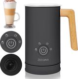 Milkee Zeegma Milkee Elektrische Melkopschuimer 240ml - 500W - 4 Opschuimstanden, Touchscreen, Anti-aanbaklaag, Voor Koffie en Melkdranken - Verwarmen en Opschuimen van Melk met Moderne Houten Afwerking