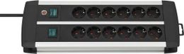 Brennenstuhl Premium-Alu-Line - Stekkerdoos - 12-voudig - Zwart/Zilver - 3m Snoer - Schakelbaar