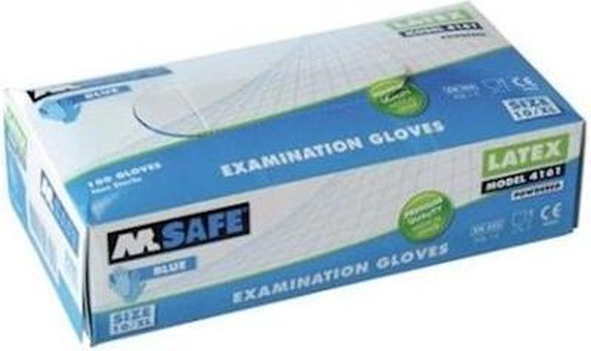 M-Safe Wegwerphandschoen Latex 100st Mt.8 BLAUW