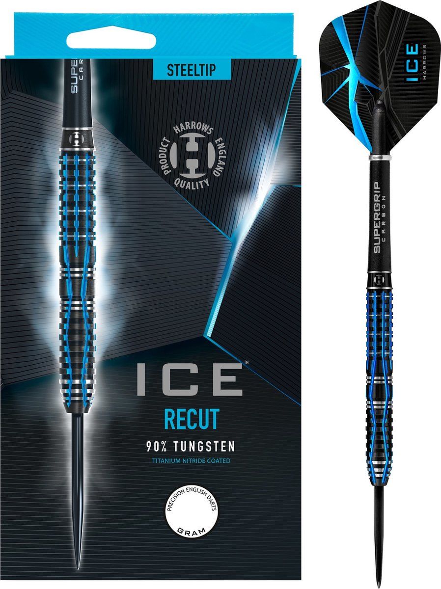 Harrows Ice Recut 90% Dartpijlen - 21 Gram - Zwart - Metaal