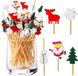 oCreon Kerstmis Cocktailsticks 200 Stuks Cocktailspiesen 12cm Vingerfood-spiesen Houten Spiesen voor Fingerfood Antipasti en Cocktails Xmas Tree Cocktail