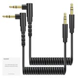 NEEWER 2-pack Aux-kabelset, 3,5 mm TRS mannelijk naar 3,5 mm TRS mannelijke opgerolde kabel compatibel met DJI Mic Rode Wireless GO II Hollyland Lark CM28 CM31 draadloze microfoon camera pc
