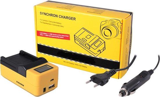 NB-4L / NB-5L Camera Accu Oplader - Geel - LCD & USB