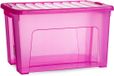 PLASTICFORTE Opslagbox - met deksel - transparant roze - 47 liter - 54 x 38 x 32 cm - kunststof