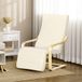 Chaise longue avec coussin, repose-pieds à 5 positions, bouleau, jusqu'à 120 kg, 66,5 x 94 x 100 cm, blanc crème