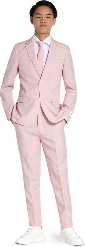 OppoSuits Tiener Lush Blush Jongens Pak Roze Maat 158/164