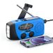 Zelurxx Zonne-energie radio, draagbare radio met handaandrijving en LED-zaklamp, noodradio met AM/FM en weersvoorspelling, 2000mAh batterij, handaangedreven dynamo, powerbank voor smartphones, blauw