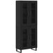 Armoire 2 pcs buffet chêne noir bois aggloméré et verre