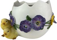 Goodwill Bloempot Pasen-Kuikentjes-Viooltjes Wit-Paars-Geel 21 cm
