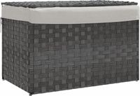 vidaXL Wasmand met deksel 55,5x35x34 cm poly rattan grijs