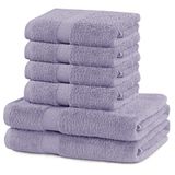 DecoKing Set van 6 katoenen kwaliteit 525 g/m² 4 handdoeken 50x100 cm en 2 badhanddoeken 70x140 cm lila absorberend Marina