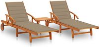 VidaXL Tuinstoel Terras Gecapitonneerde zitting Acaciahout Beige (2 stuks)