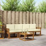 vidaXL Acacia Hout Bank Loungeset 4-zits Natuurlijk en Crème