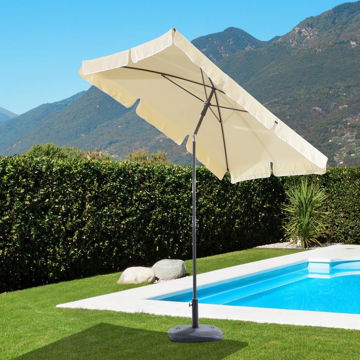 GardenGoodz® Zonnescherm - Parasol - Balkon Parasol - Rechthoek - Knikbaar - 200 x 125 cm - Creme