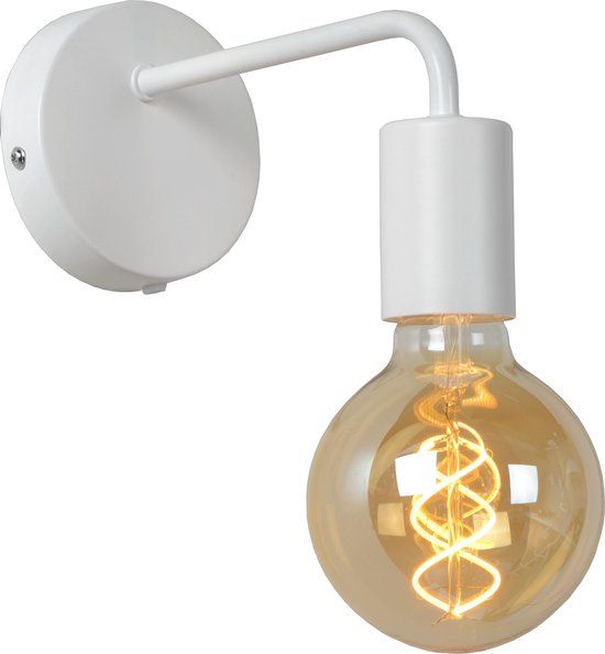 Lucide SCOTT - Wandlamp - 1xE27 - Wit - Hout