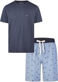 Phil & Co Heren Shortama Korte Pyjama Set Blauw Geprint - Maat M
