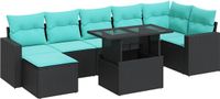 vidaXL 8-delige dining loungeset met kussens, polyrattan, acacia, zwart