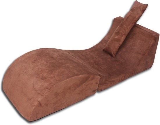 Merkloos Bruine Suede Opvouwbare Relax Sofa - 1-persoons - Modern - 150x60x40 cm