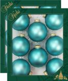 Krebs Kerstballen - 16x - spa blauw velvet - 7 cm - glas