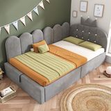 STILVORA Dagbed 90x190 cm – Met Hydraulische Opbergruimte – L-Vorm – Voor Kinderkamer of Logeerkamer – Zonder Matras – Grijs