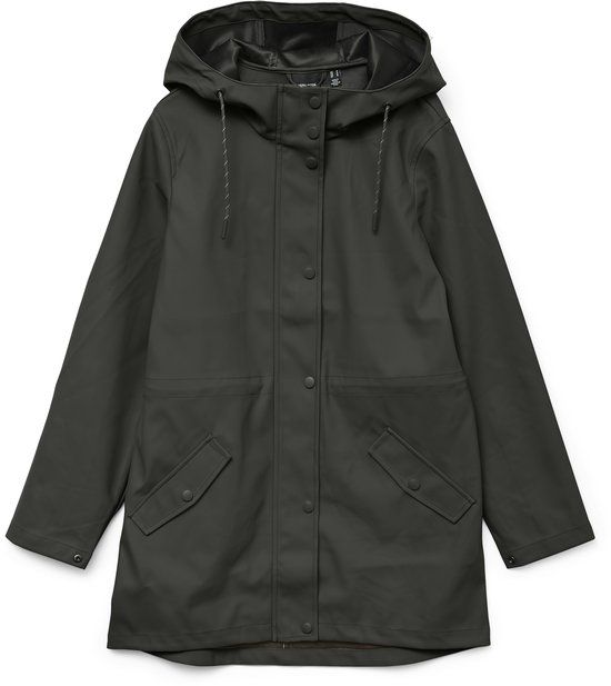 Vero Moda Malou Coated Jas Dames - Maat M - Donkergrijs