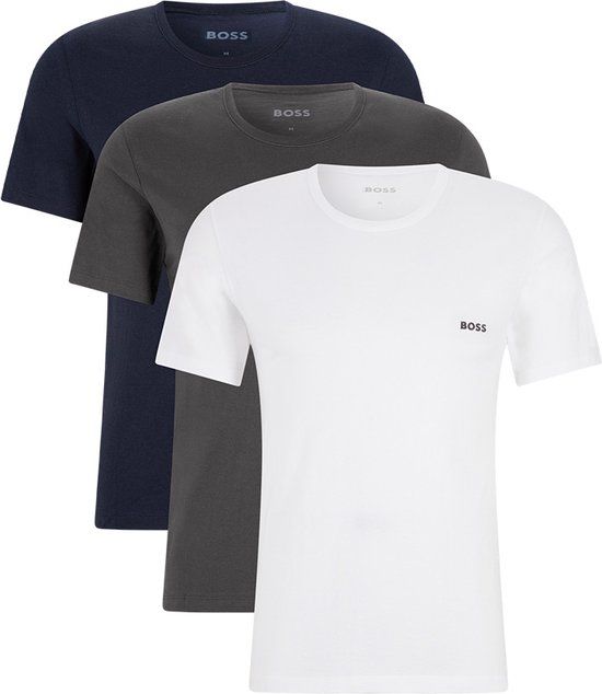 HUGO BOSS Classic T-shirts regular fit (3-pack) - heren - grijs/wit/navy - Maat: S