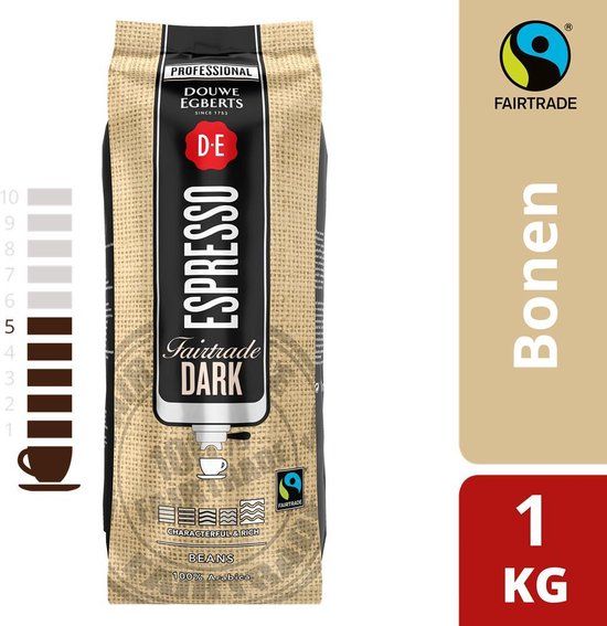 Douwe Egberts Espressobonen dark roast fairtrade 1kg