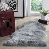SAFAVIEH Vloerkleed met dierenprint - Fur Collection, hoge pool, staalblauw, 61 x 91 cm