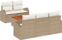 vidaXL Tuinbank Set 6-delig Beige Poly Rattan