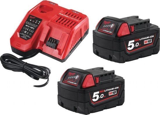 Milwaukee M18 NRG-502 Accu Starterset - 18V - 2x 5.0Ah + Lader