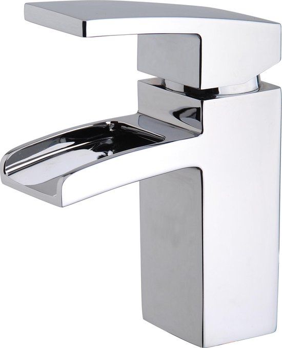 Wiesbaden Rombo Wastafelkraan Waterval Chroom - Inclusief Klikwaste - Industrieel Design