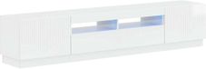 vidaXL meuble TV LED HOORN 3 pcs Blanc brillant Bois modifié