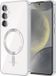 Techsuit Hoesje geschikt voor Samsung Galaxy S24 - Luxury Crystal Back Cover - Geschikt voor MagSafe - Transparant/Zilver