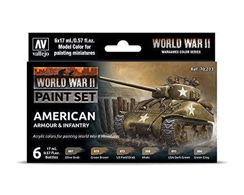 Vallejo 070203 kleurenset, Amerikaanse pantsering en infanterie, WWII modelbouwset