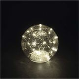 EMOS - Boule en verre LED avec guirlande lumineuse - décoration de table en verre avec 20 LED, blanc chaud, diamètre 15 cm - minuterie 6/18h, sur piles (3x AA) - durée de vie 10 000 heures - pour intérieur - effet argenté
