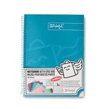 Mr. Wonderful A4-notitieboek, turquoise, 240 geruite pagina's, microgeperforeerd, extra brede omslag, spiraalbinding, met stickers