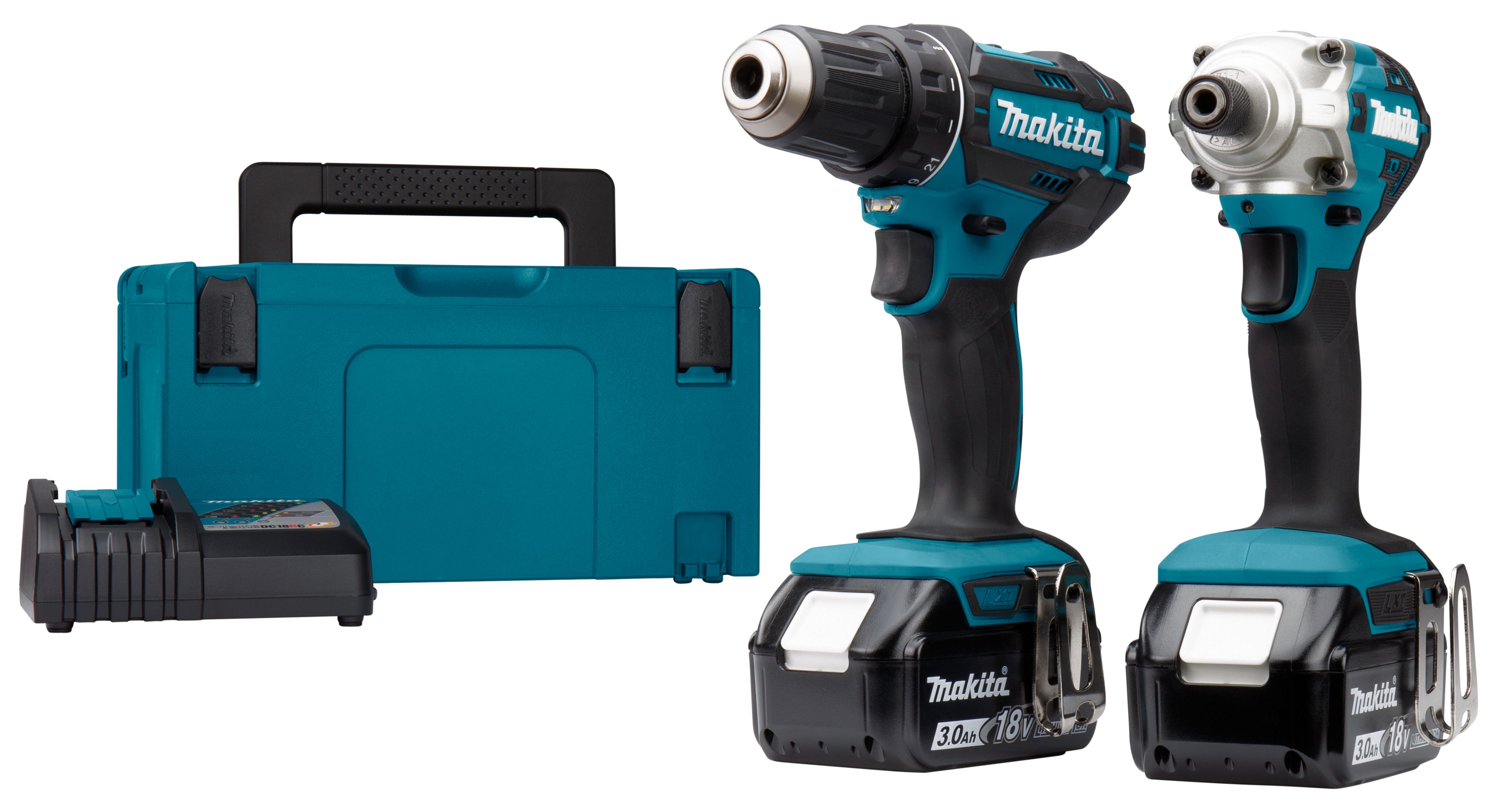 Makita Combiset boor en schroevendraaier 18 V - Incl. 2 accu's, oplader en koffer