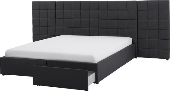 Beliani MILLAU Bed Grijs Stof 160x200