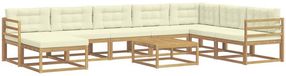 vidaXL Ensemble de canapé d'extérieur 9 pièces Blanc et crème