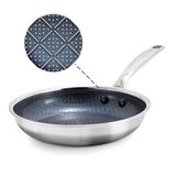 Blue Diamond Hybrid Anti-aanbakpan van roestvrij staal, 20 cm, PFAS-vrije keramische pan, Diamond Bond voor krachtig braden, eier- en omeletpan, vaatwasmachinebestendig, koele handgreep, inductie