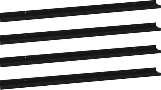 vidaXL Wandschappen 4 st 115x9x3 cm zwart