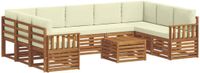 vidaXL - Bank loungeset - 9 zitplaatsen - Acacia hout - Naturel en crème
