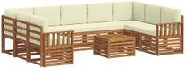 vidaXL - Bank loungeset - 9 zitplaatsen - Acacia hout - Naturel en crème