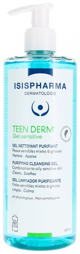 Isispharma Teen Derm Gel Sensitive Zuiverende Reinigingsgel 400 ml