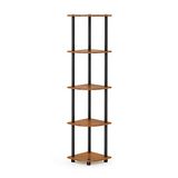 Furinno Turn-N-Tube 5-traps hoekdisplay multifunctionele boekenkast, opbergrek met ronde buizen, licht kersenhout, 29,5 x 29,5 x 146,6 cm