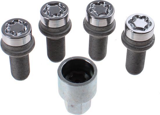 McGard Slotboutenset M14x1.50 - Bolkonisch - Lengte 26.7mm (17mm Kop - Zwart - 4 stuks + sleutel